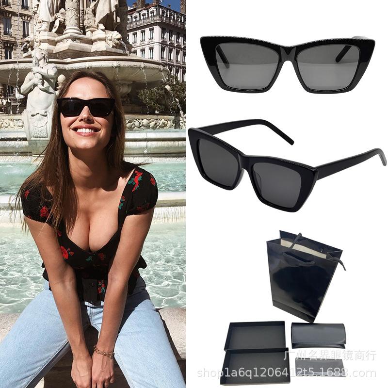 Trendy Yangshulun cat-eye black sunglasses, super cool and unique, round-face sunglasses, same style as popular with female influencers, makes the