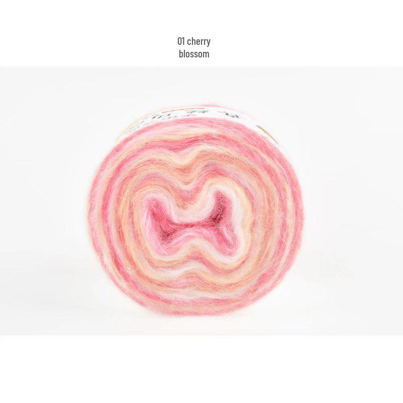 Пряжа из мохера ручной окраски с градиентным радужным переходом - Пушистая, мягкая и идеально подходит для вязания и DIY-проектов.