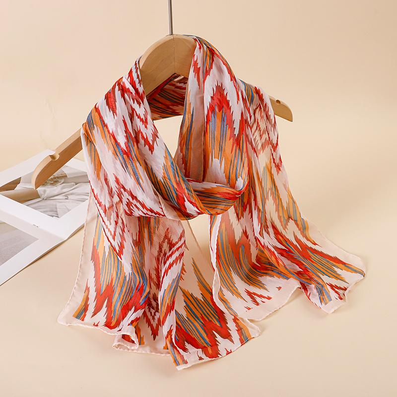 New Fashion Luxury Print Design Women Silk Scarf Shawl Elegant Headscarf Hijabs Chiffon Muslim Wrap Scarves