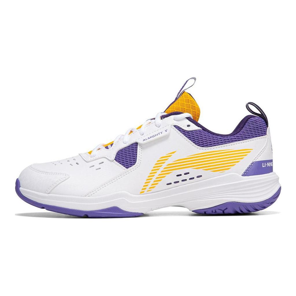 Li Ning Ace V Коллекция Амортизация Скольжение Устойчивость к истиранию Низкие Бадминтонные Кроссовки Унисекс Белый Фиолетовый AYTT001-4