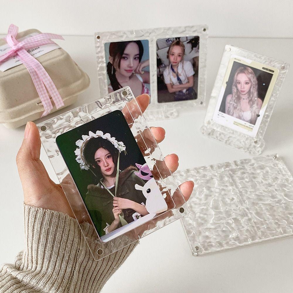 Clear Acrylic Photo Card Holder Water Ripple Picture Frame Photo Display Stand Desktop Display