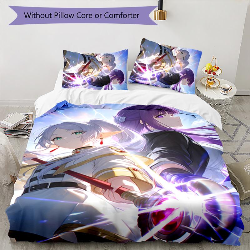 3pcs Frieren Design Cover Set - HD Printed Bedding with 1 Cover and 2 Pillowcases - Perfect for Home and Dorm Decor