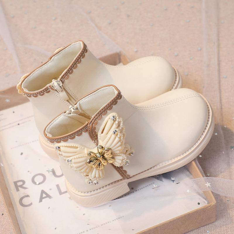 Детские осенне-зимние новые модные сапоги для маленьких девочек, детские бархатные хлопковые сапоги для принцессы