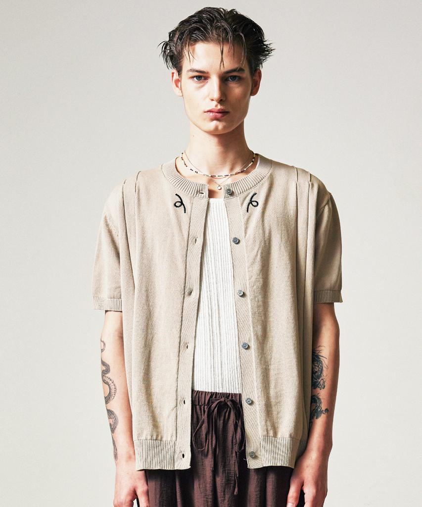 SSY Filigree Half Sleeve Summer Cardigan Beige