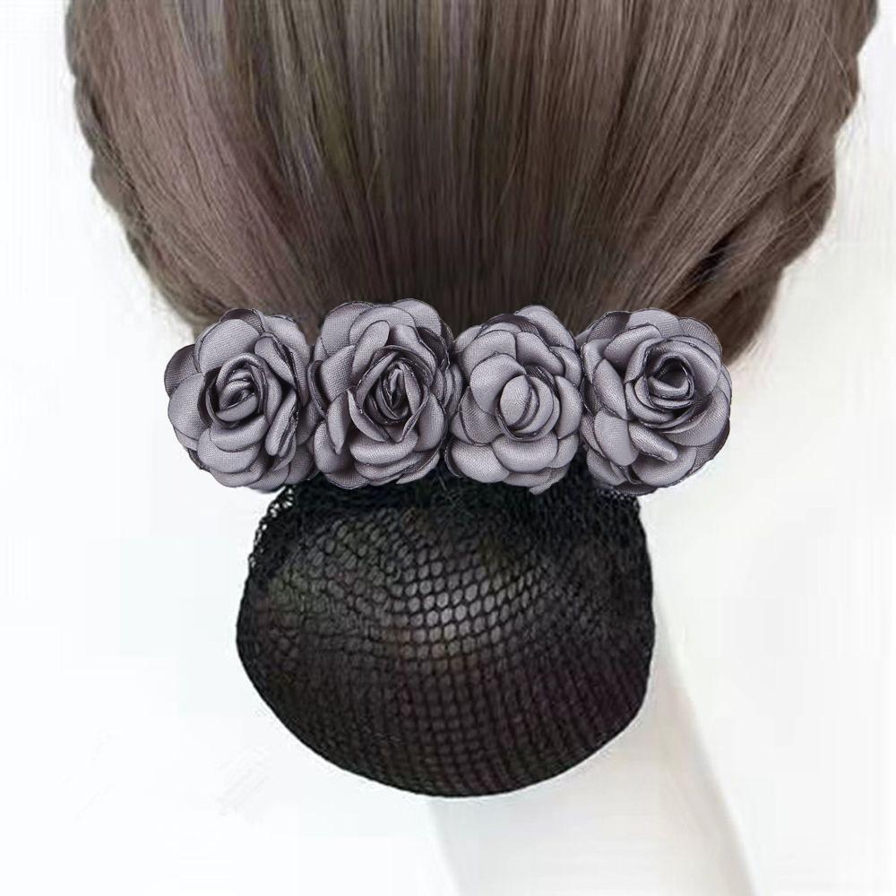 Gift For Mom Mesh Flower Women Hairpin Flower Bun Net Snood Rose Spring Clip Korean Style Headdress