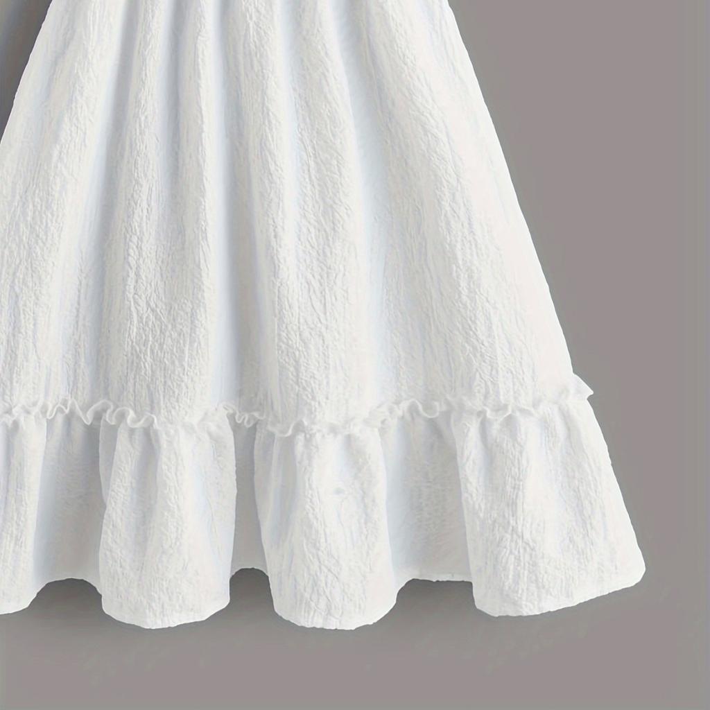 Детская одежда, белое повседневное платье для девочек, лето 2024, летние платья принцессы для девочек с пышными рукавами