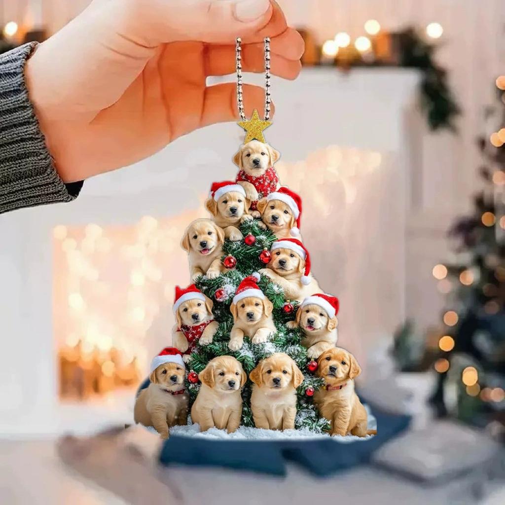 Рождественские акриловые плоские мультяшные декоративные подвески, украшения для рождественской елки, подвески для украшения автомобиля