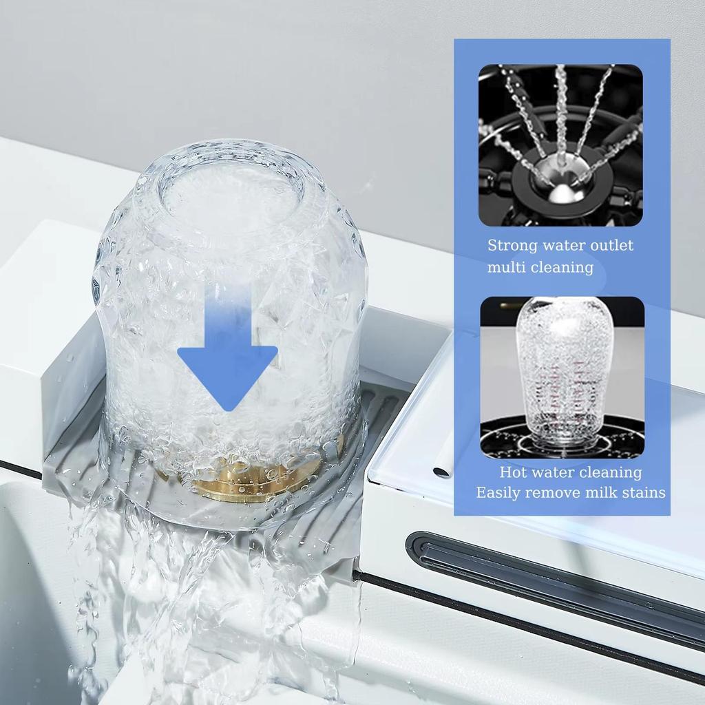 Белая кухонная раковина Nano с одним слотом, встроенный цифровой дисплей, кран с водопадом, дозатор мыла, чашка, мойка, чистый кран