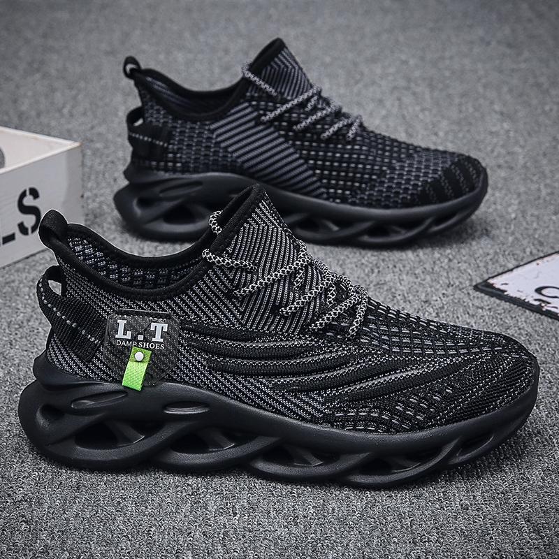 Black Running Jogging Shoes Casual Sneakers White Outdoor Breathable Mesh Shoes Men Light Shock-absorption Sports Shoes