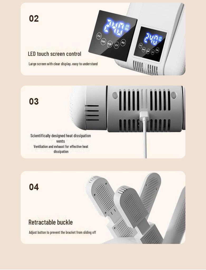 Бытовая сушилка для обуви Quick-Dry с таймером – теплая и компактная для использования в общежитии