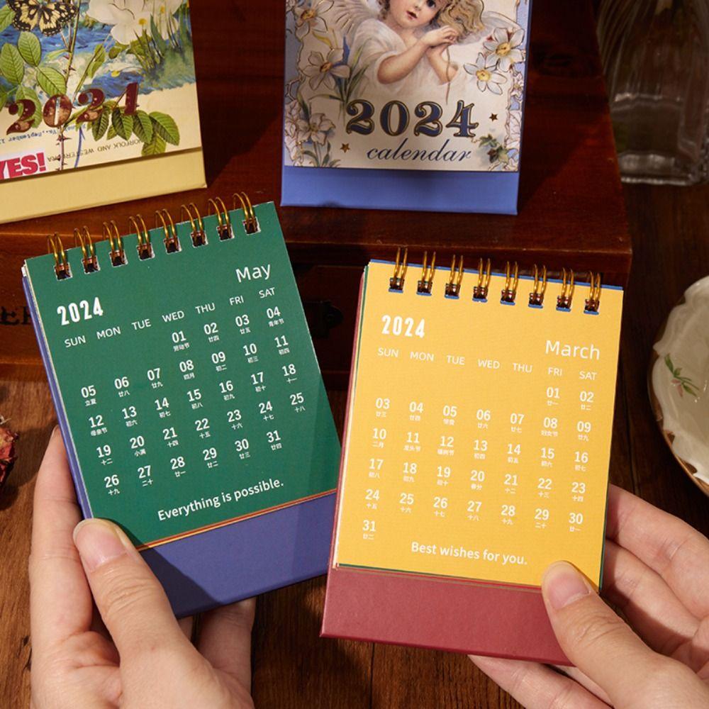 Планировщик расписания Настольный календарь Органайзер для повестки дня Мини-настольный календарь Организация календаря на 2024 год