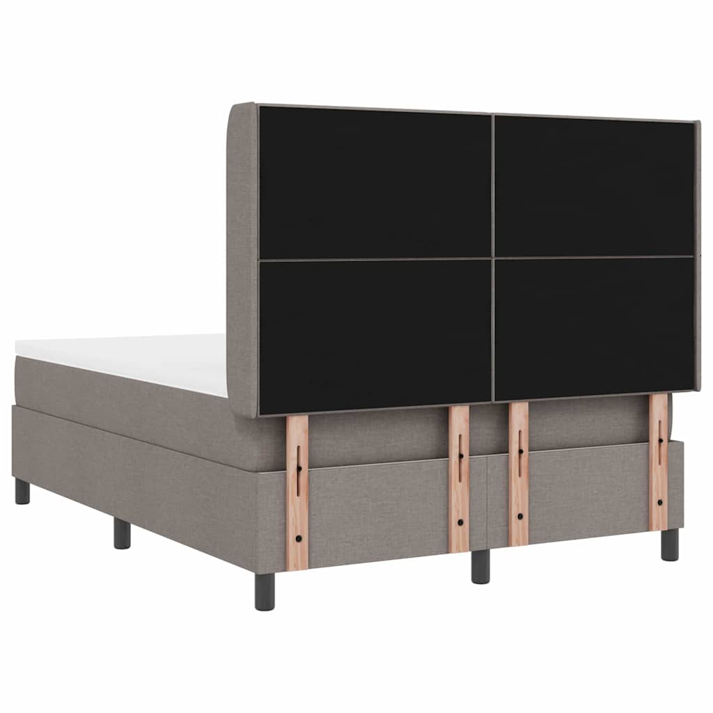 LED Box Spring Bed with Mattress Taupe 140 x 190 cm Fabric