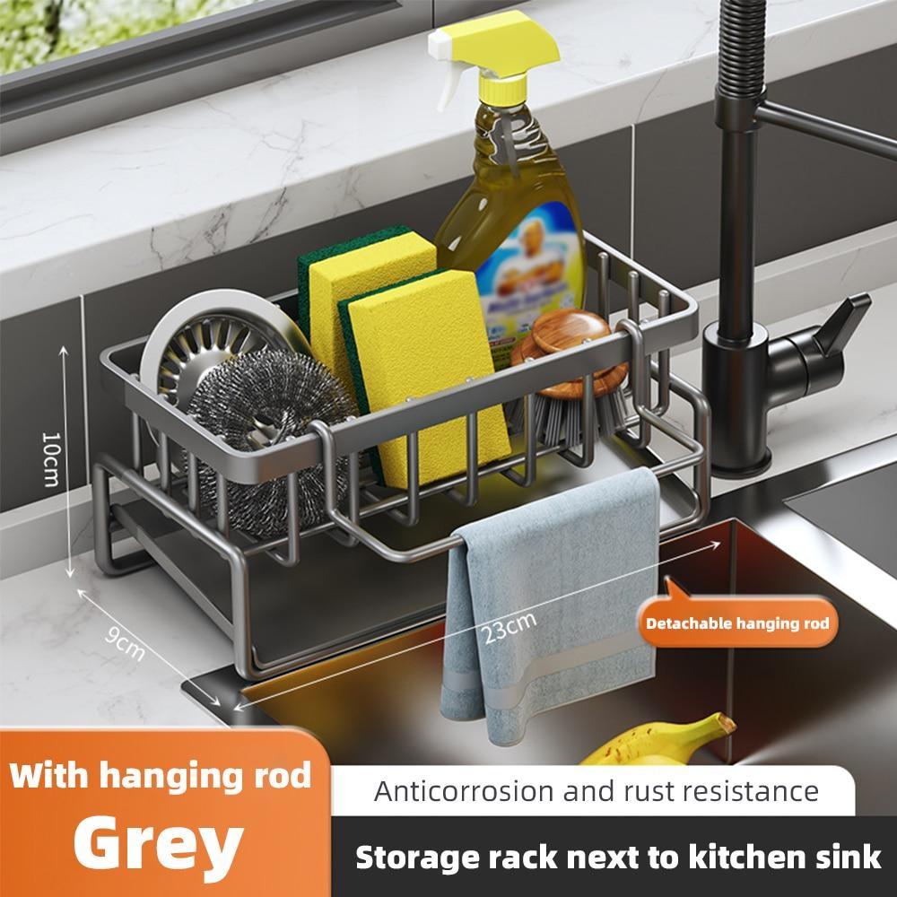1PC Self-draining Sink Shelf Stainless Steel Kitchen Sink Drain Rack Soap Sponge Holder Kitchen Sink Organizer