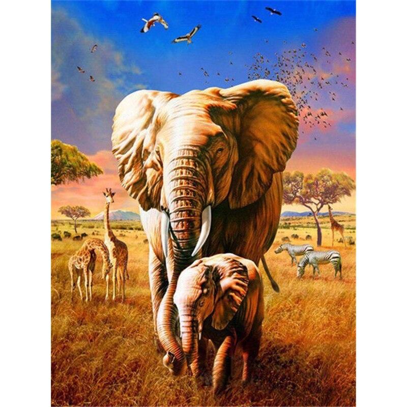 DIY Elephant 5D Diamond Painting Full Round Drill Animal Diamond Embroidery Cross Stitch Kits Wall Art Home Decor Drop&shiping