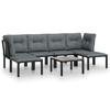 7 Piece Garden Lounge Set in Black and Gray Poly Rattan