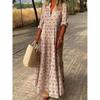 Women's Summer Vintage Stand Collar Plus Size Fashion Loose Dress Long