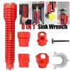 8 In 1 Faucet Sink Wrench Pipe Wrenches Faucet Sink Installer Kit for Bathroom Kitchen Plumbing Repair Installation Hand Tools
