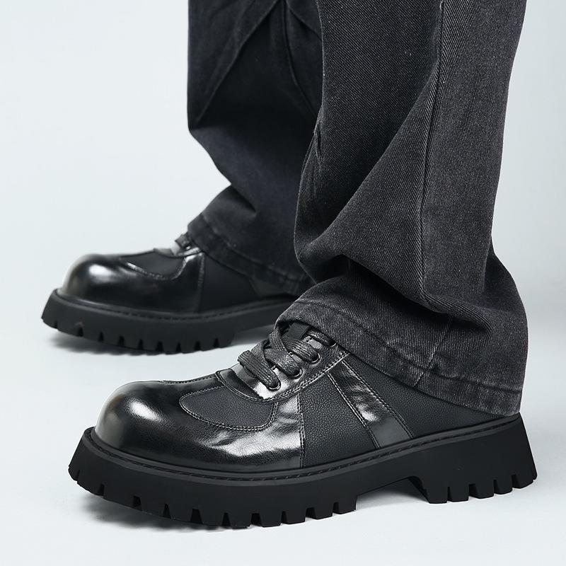 Осень и зима новая мужская обувь платформа увеличение высоты туфли дерби мужские ретро деловые для работы модные универсальные повседневные кожаные туфли с большой головой