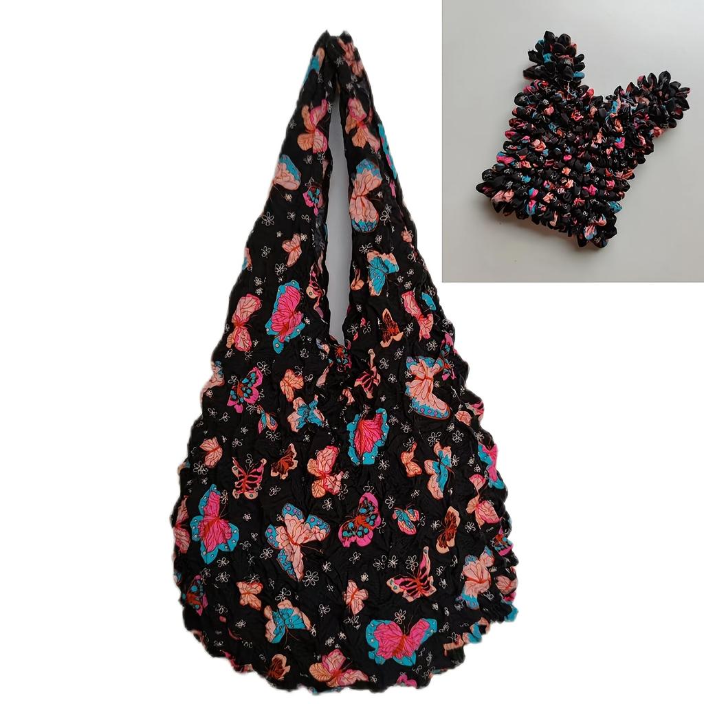 Fashion Magic Elastic Bubble Pleated Shopping Bag, Multifunctional Washable Portable Bag for Travel & Everyday