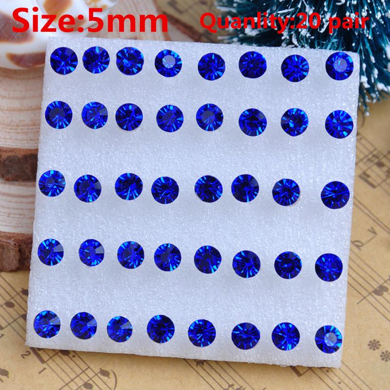 Модные разноцветные серьги для девочек, 20 пар в упаковке, серьги-гвоздики со стразами, модные милые женские серьги-гвоздики с кристаллами