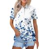 Женская модная повседневная рубашка с отворотом и коротким рукавом с принтом, женские топы на пуговицах