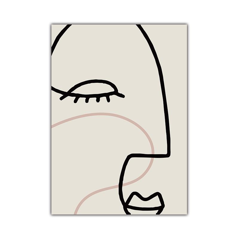 Кривая человеческого лица, абстрактные постеры и принты в стиле ретро, ​​скандинавский минималистичный холст, картина, настенные художественные фотографии, украшение для дома