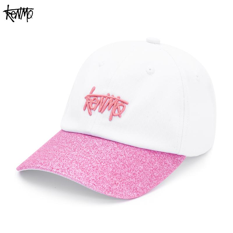 KENMO shiny pink brim 3D logo outdoor street fashion hip-hop men and women duck tongue baseball