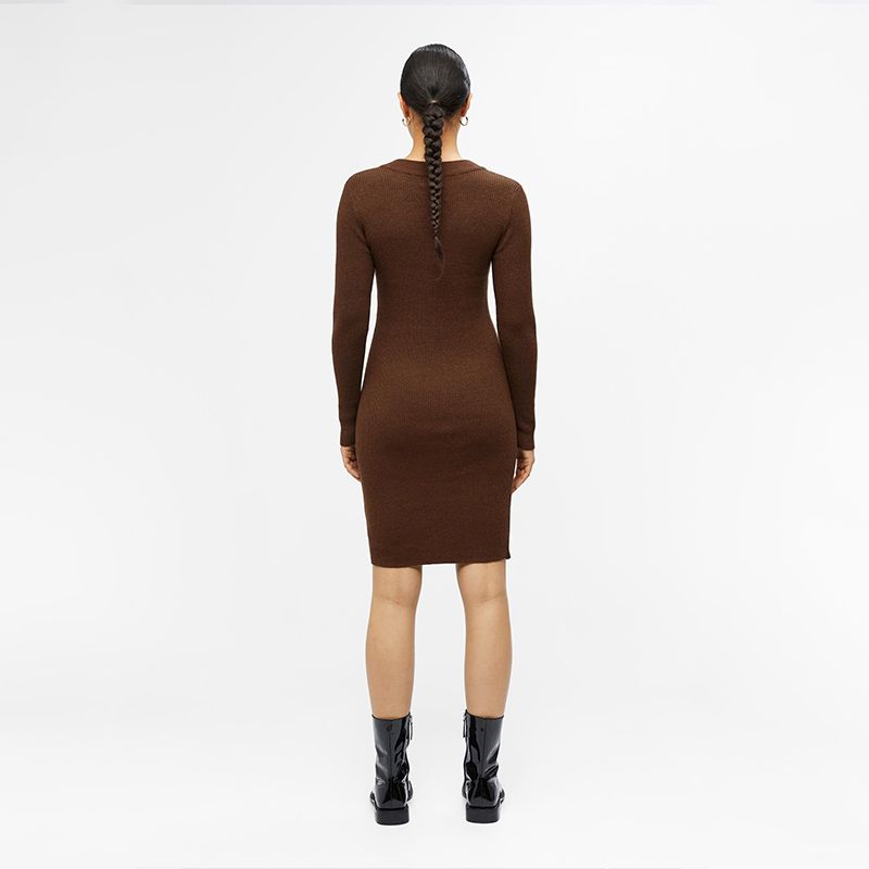 Платье с длинными рукавами и V-образным вырезом OBJAE THESS Woman OBJECT