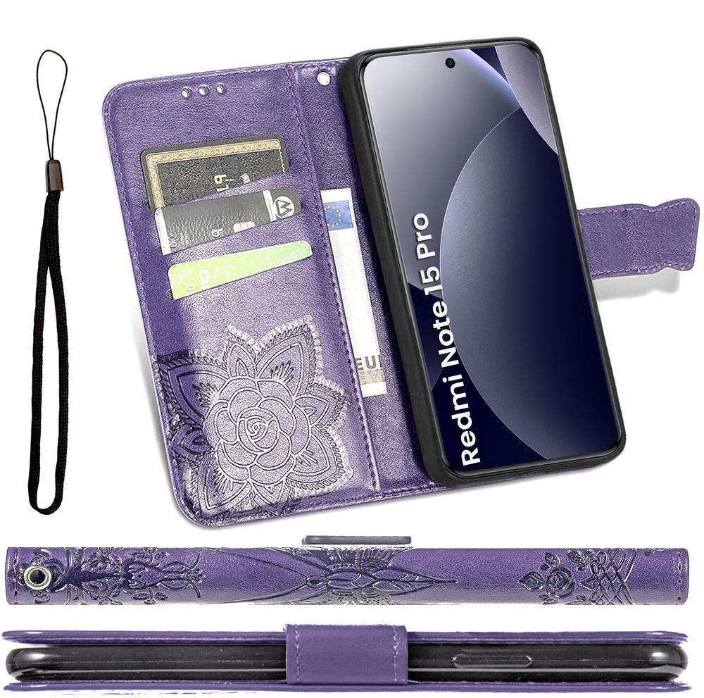 Flip Case for Xiaomi Redmi Note 15 5G / Poco M8 5G, Butterfly, Purple