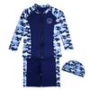 Kids Swimsuit for Long Sleeve Rash Swimming UV Protection for Kids395 6T [Teddy] Boys, Guard, Shorts, Cap, 3-Piece Set, (A Navy, (110cm))