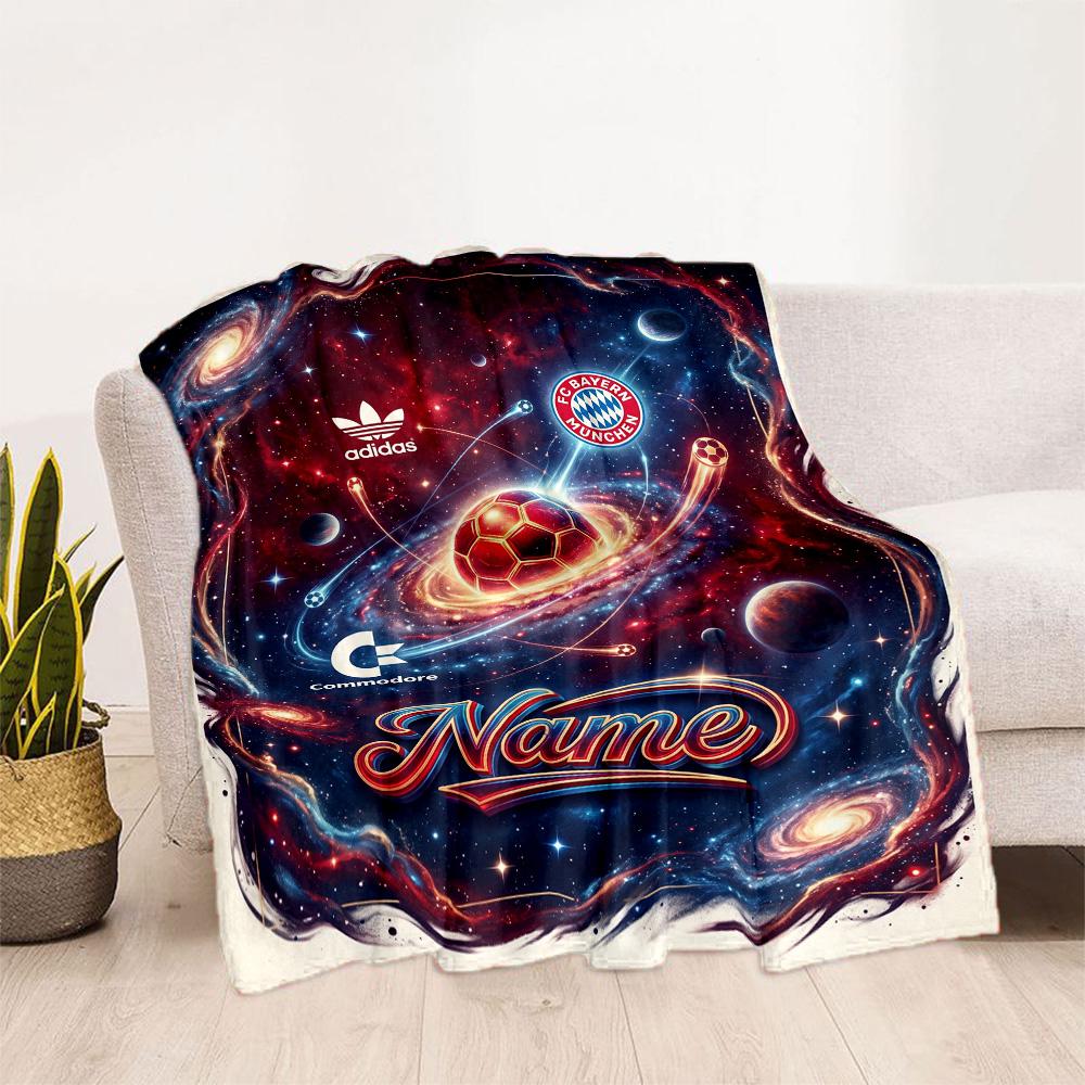 Bayern Munich Galaxy Artwork Customize Text Blanket Lightweight Customizable Blanket Ultra-Soft for Living Room Seaside Picnics Bed