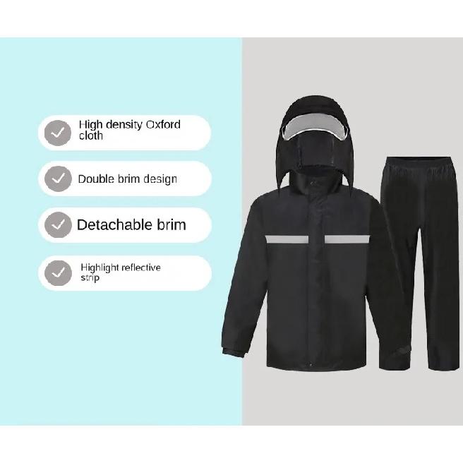Full Body Raincoat And Rainpants Suit for Electric Bicycle & Motorcycle Reflective Split Design for Takeaway Riding Storm Protec
