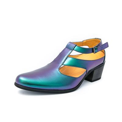 Модные новые мужские летние сандалии на высоком каблуке, увеличивающие рост, из ПУ кожи, с ремешком на пряжке, с острым носком, туфли для платья для мужчин, деловая формальная обувь