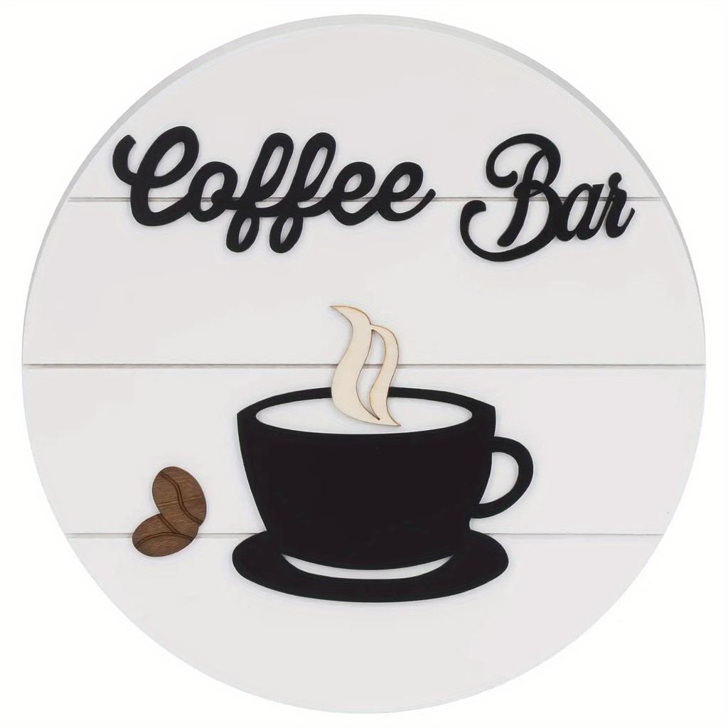 1pc 2d Flat Wood Coffee Signs Decor for Coffee Bar Wood Farmhouse Wall Sign - 20cm Decor for Kitchen Home Office Cafe Coffee Station Housewarming Gift