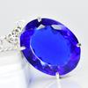 120.25 Ct Lab Created Blue Sapphire CERTIFIED Oval Pendant 925 Sterling Silver MY-PD-137-NS