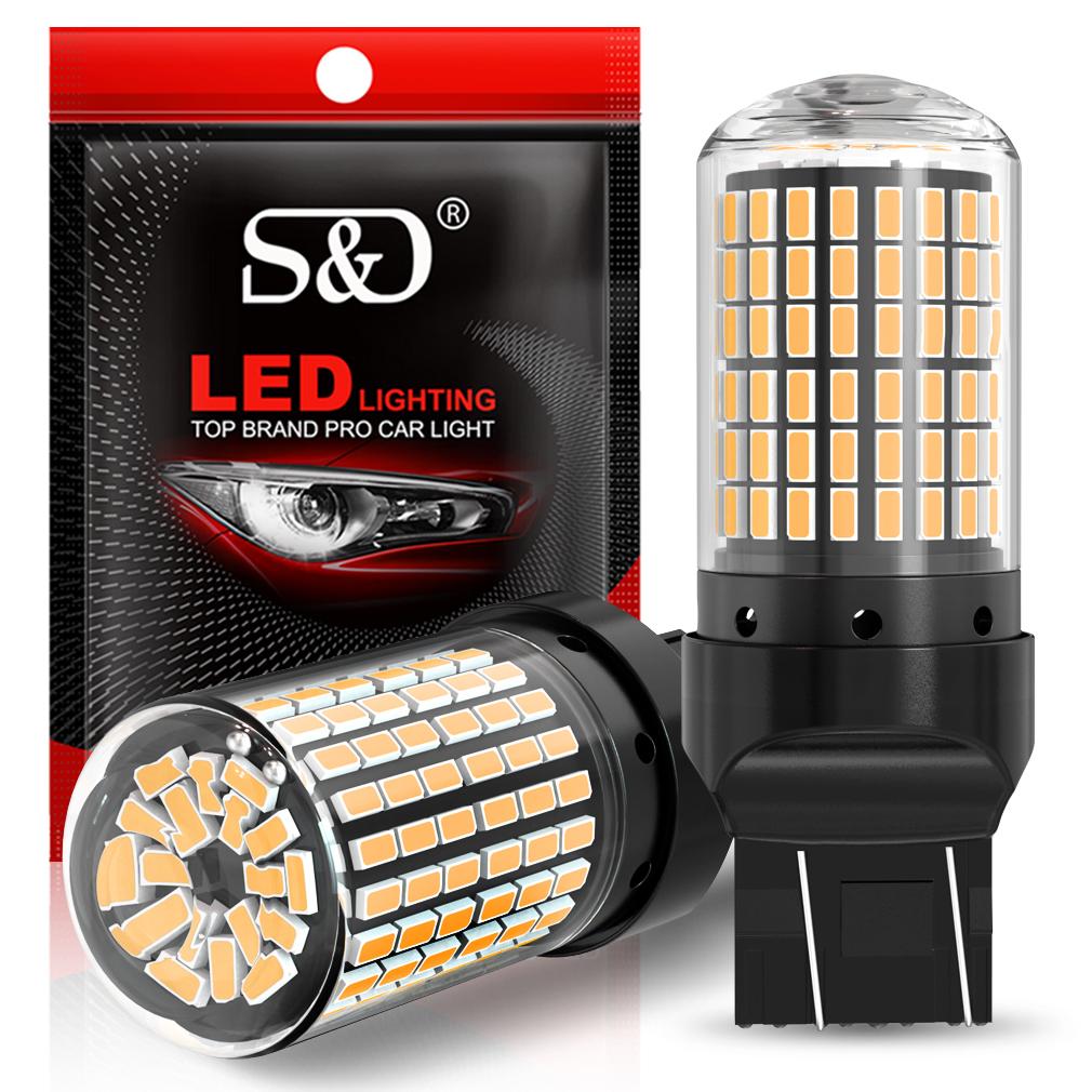 2 шт. Мощные автомобильные светодиодные лампы 1156 BA15S P21W BAU15S PY21W 1157 P21/5W T20 7440 W21W Canbus 144SMD Лампа указателя поворота Стоп-сигнал Задний фонарь Задний ход 12В