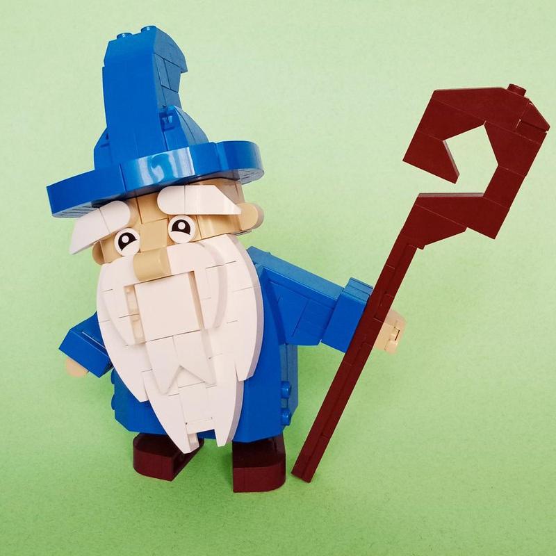 Buildmoc Cute Brickheadz Wizard with White Beard Staff Figures 261PCS Bricks Building Blocks Toys for Children Kids Gifts