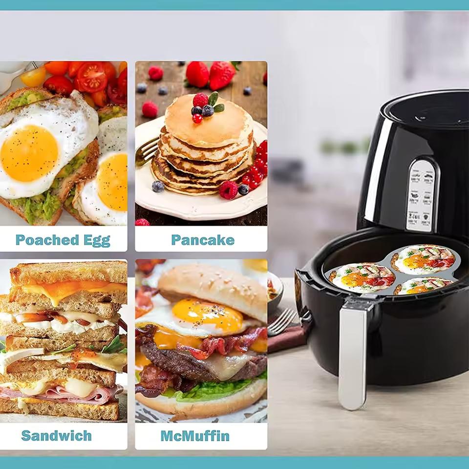 Силиконовая форма для яиц Форма для яиц для аэрофритюрницы Многоразовая 3-ячеечная форма для выпечки маффинов и кексов Кухонные аксессуары для приготовления пищи