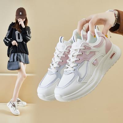 Новые женские туфли для папы на весну для студентов, беговые спортивные туфли на толстой подошве, увеличивающие рост, повседневные туфли