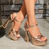 Summer Chunky Platform Sandals For Women Super High Heel Office Lady Sexy Party Wedding Women Shoes Big Size 42
