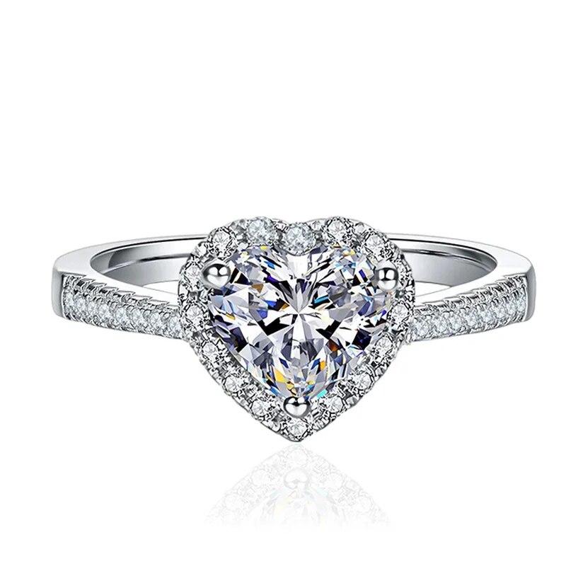 Кольцо с муассанитом в форме сердца, 1 карат, серебро 925 пробы с позолотой, свадебное обручальное кольцо Eternity, ювелирные изделия для женщин