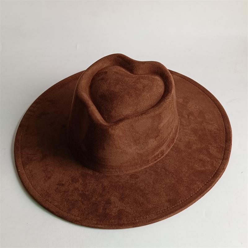 Vegan Suede Fedora Rancher Hats Blank Hats For Burning Multicolor Teardrop Shaped Top 9.5Cm Brim Unisex Jazz Hat Church Hat