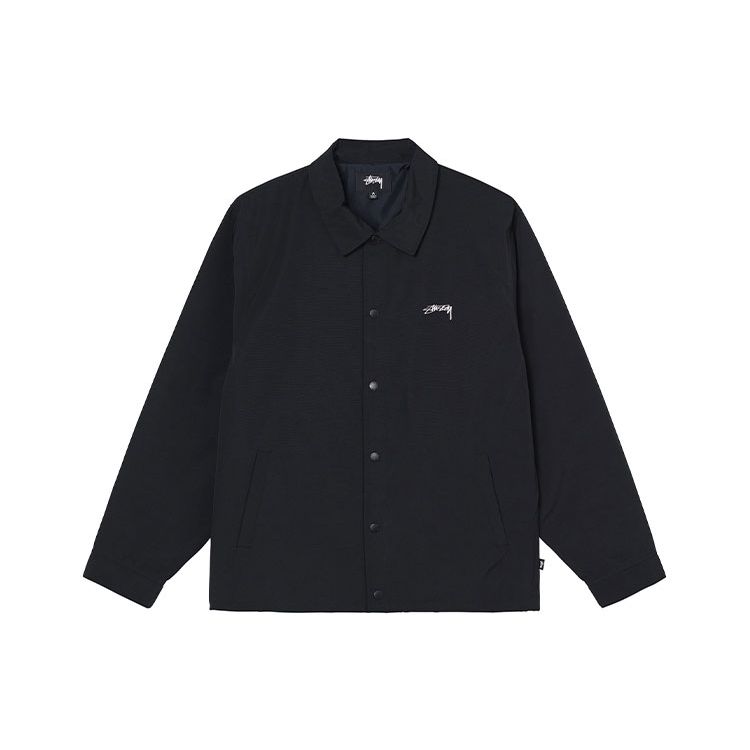 Stussy Smooth Stock Coach Jacket Logo Solid Color American Vintage Jacket Unisex Jacket Black 115594