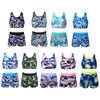 Girls Two Piece Swimwear Sleeveless Y Back Tank Top Boyshorts Bottoms Set Beach Pool Bathing Suit
