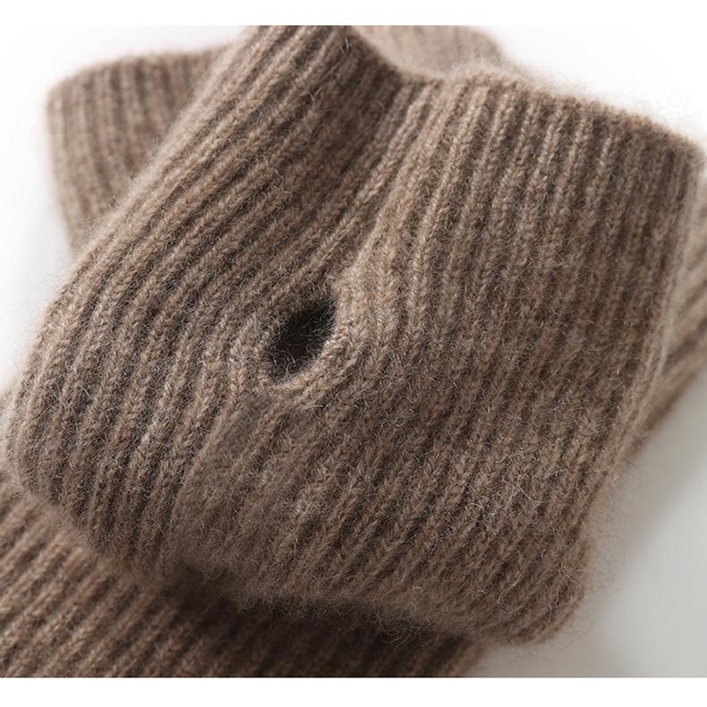 Женские вязаные перчатки из чистого кашемира - Теплая, морозостойкая защита рук для осени и зимы