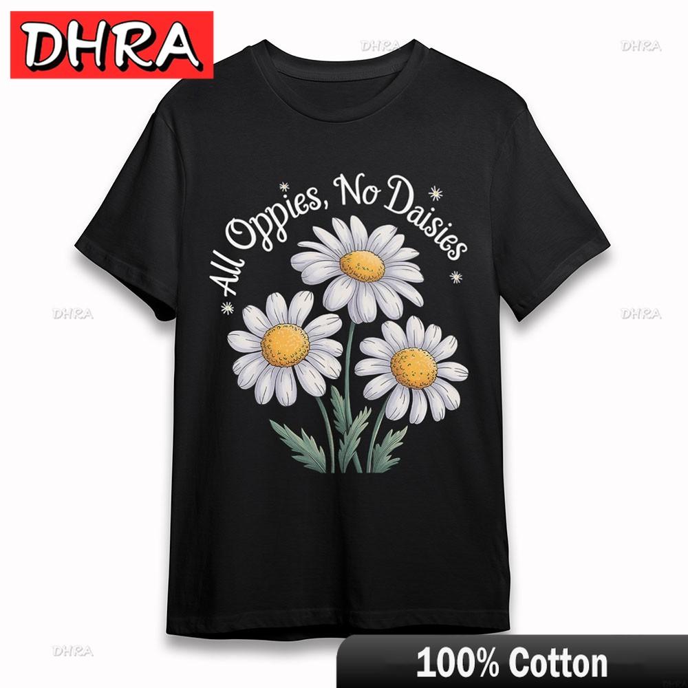 Unisexs Oversize Tshirt Daisy Flowers Botanical Garden Tee Short Cotton Black Graphic Femme Teen Female Tshirts Tops For Unisex
