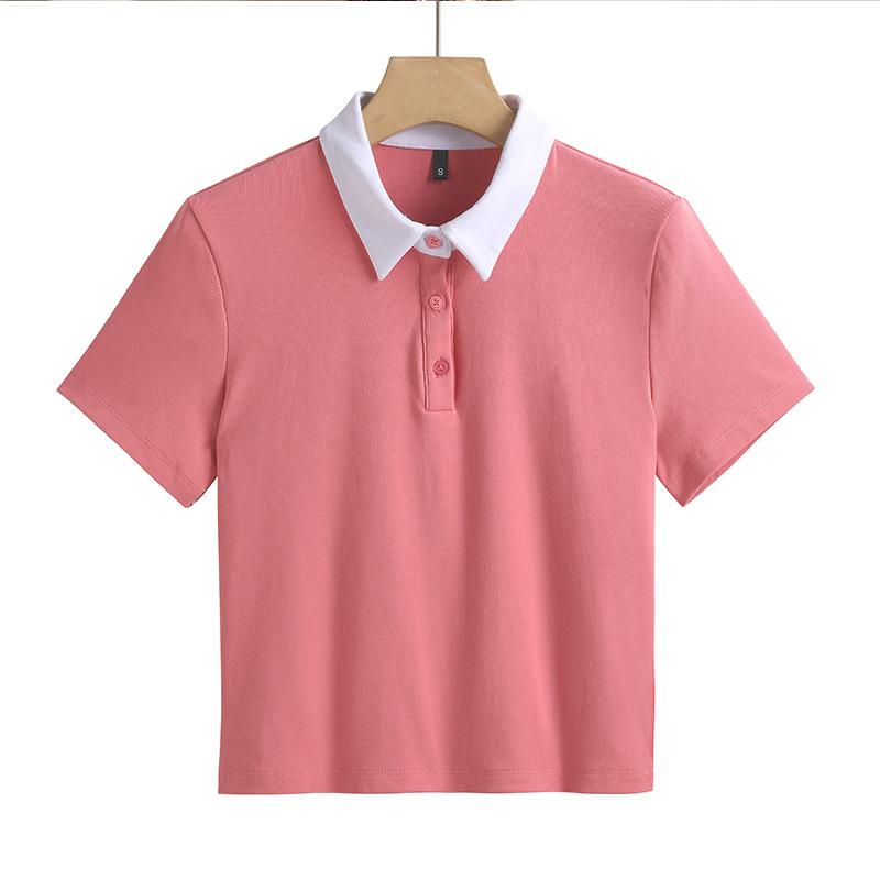 Женская короткая рубашка 3XLT, рубашка поло с коротким рукавом и высокой талией, короткая, тонкая, хлопковая, модная, сексуальная, женская, топ