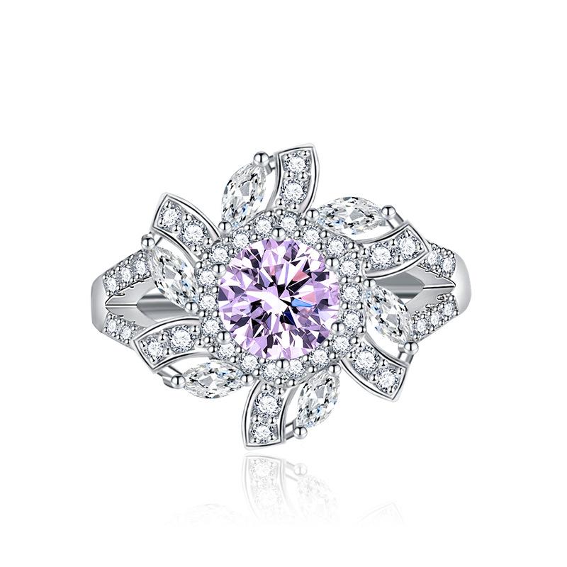 BELLA BOX Classic Flower Opening Resizable Rings For Women Zircon Engagement Party Fine Jewelry Gift