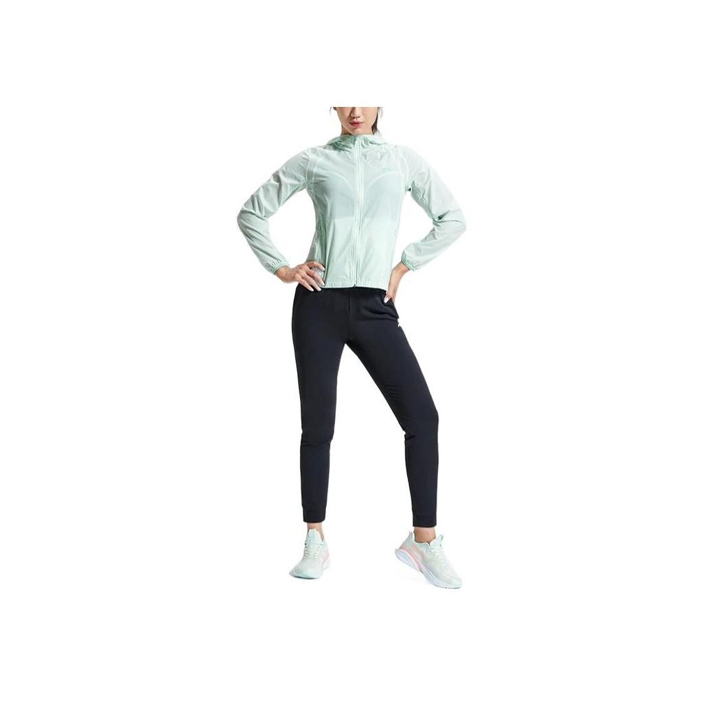 Li Ning Training Series Solid Color Long Sleeve Hooded Slim Fit Lightweight Sports Jacket Women Jacket Green AFDR126-5