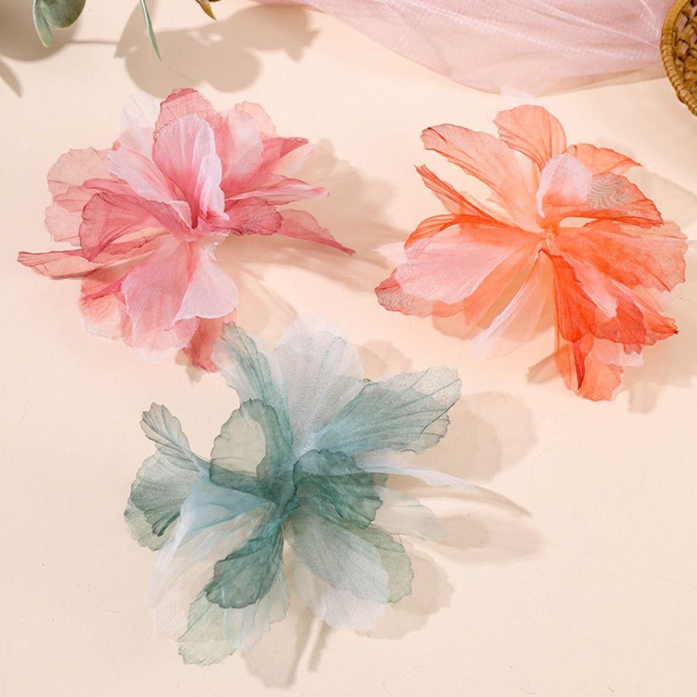 10pcs Multilayer Organza Flower Patches Blossoms Cloth Applique Cloth Patch  Dress Decoration